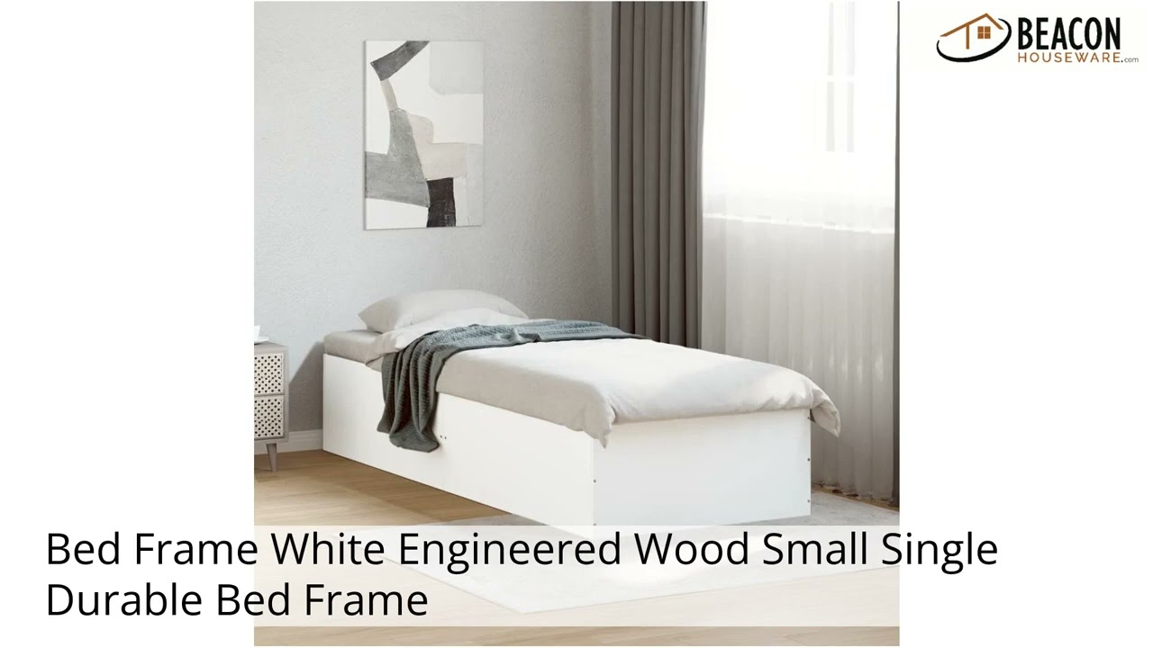 Bed Frame White Engineered Wood Small Single Durable Bed Frame