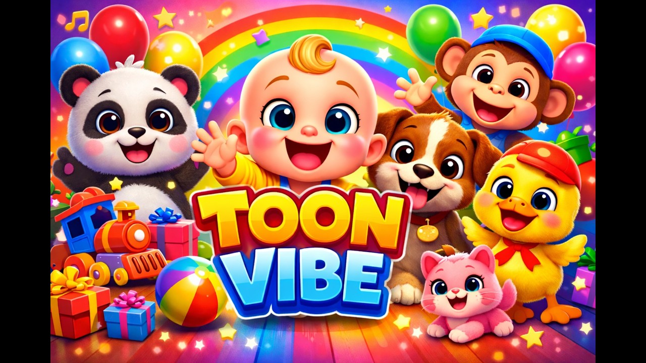 Cute Baby & Funny Animals Song 🐼🐶 | Nursery Rhymes for Kids | Toon Vibe