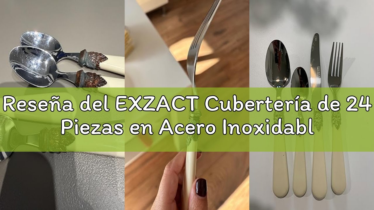 Reseña del EXZACT Cubertería de 24 Piezas en Acero Inoxidable/Cubiertos con Asas de Color con mango