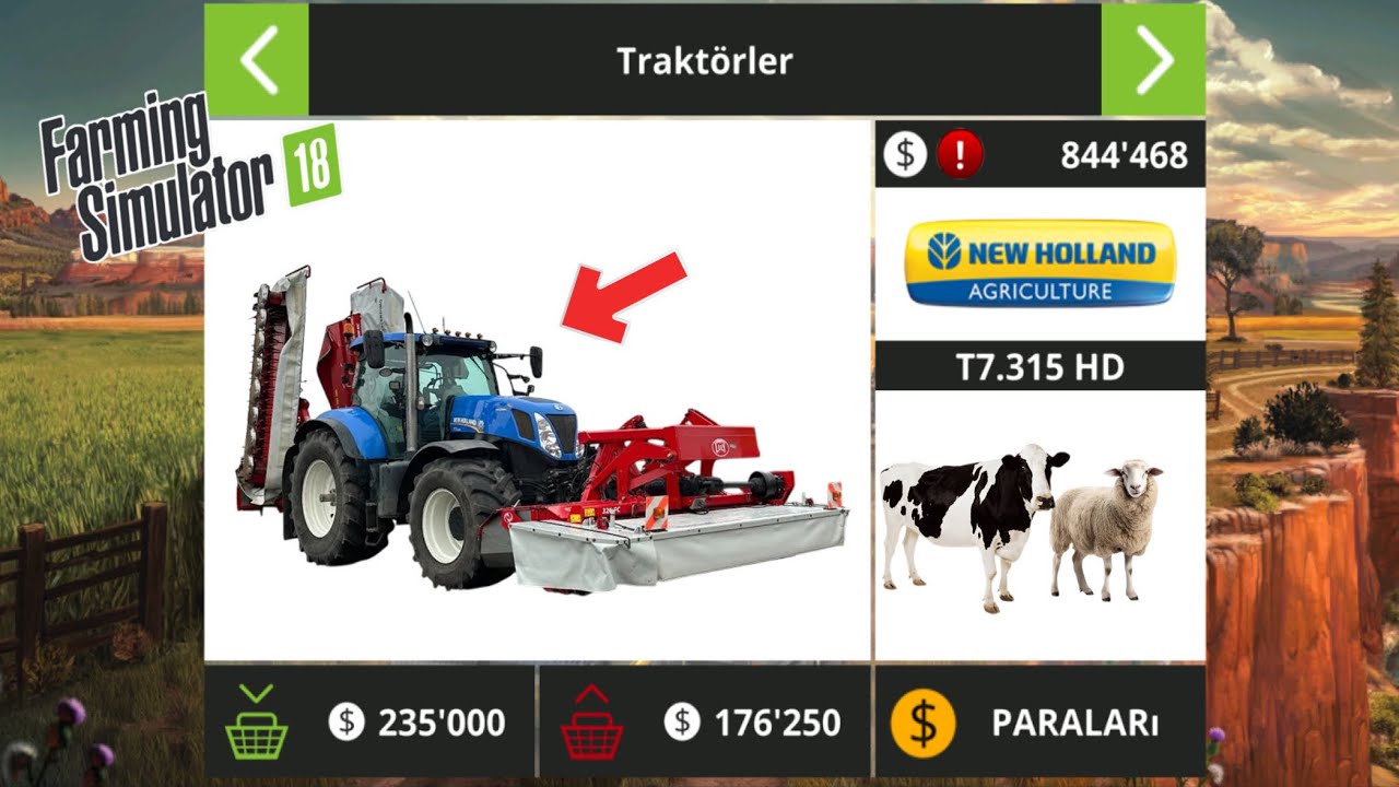Fs18 new holland traktör’le ot biçip inek ve koyun beslemek - Farming simulator18 