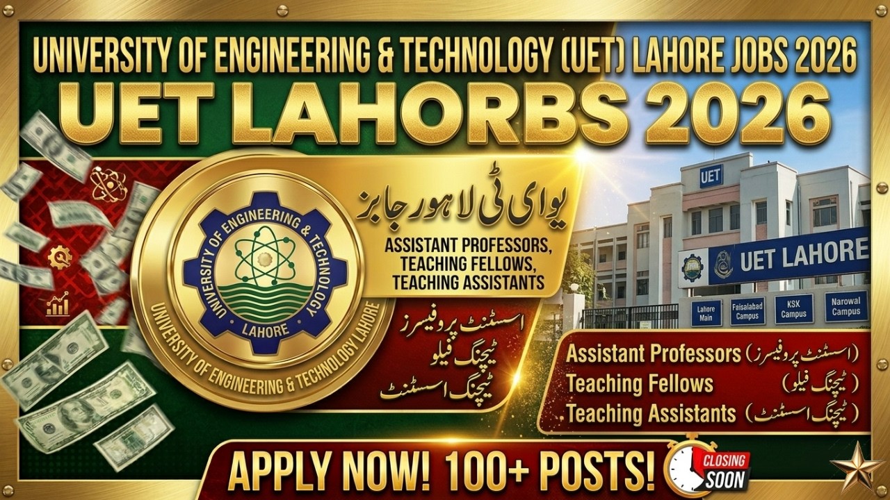 University of Engineering and Technology Lahore Jobs 2026 | UET Lahore Jobs 2026 | Apply Online