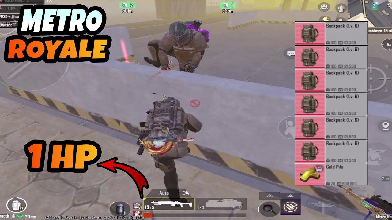 1 HP - HARD GAMEPLAY - METRO ROYALE CHAPTER 20