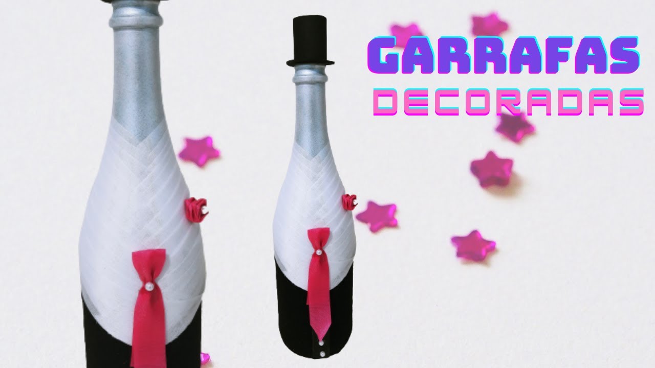 DECORANDO GARRAFA DE VIDRO  | DIY cheap wedding favors | diy crafts