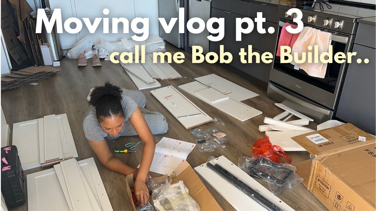 Moving Vlog Part 3 | Apartment Furniture building – Kitchen Island, Vanity, Dresser & Shoe Rack