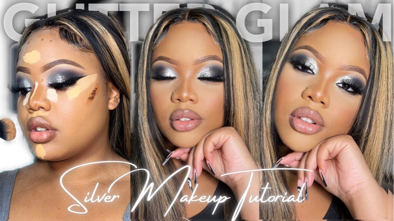 SILVER GLITTER SMOKEY EYE MAKEUP TUTORIAL 🤍| VERY DETAILED & BEGINNER FRIENDLY ✨