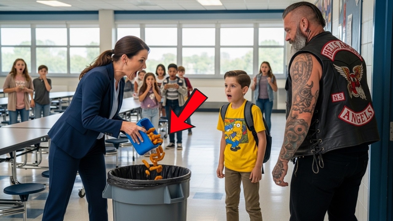 A Teacher Dumped a Blonde Girl’s Lunch — Then a Hells Angel Walked Through the Door