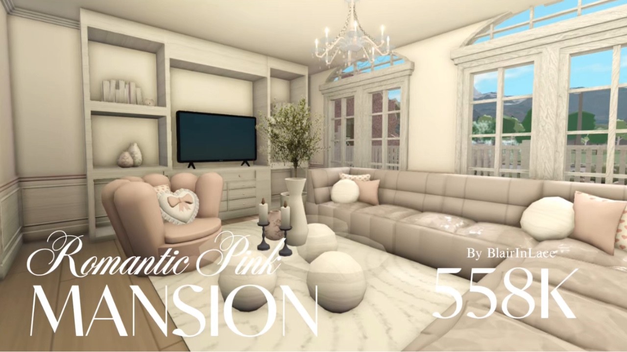Bloxburg | Romantic Pink Mansion | Interior Speedbuild p.2 | Roblox