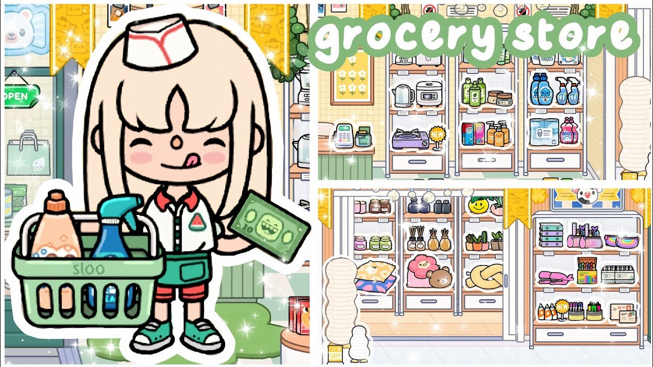 DECOR TIỆM TẠP HÓA MINI 🛒🛍️✨ | Bơ Channel | TOCA BOCA
