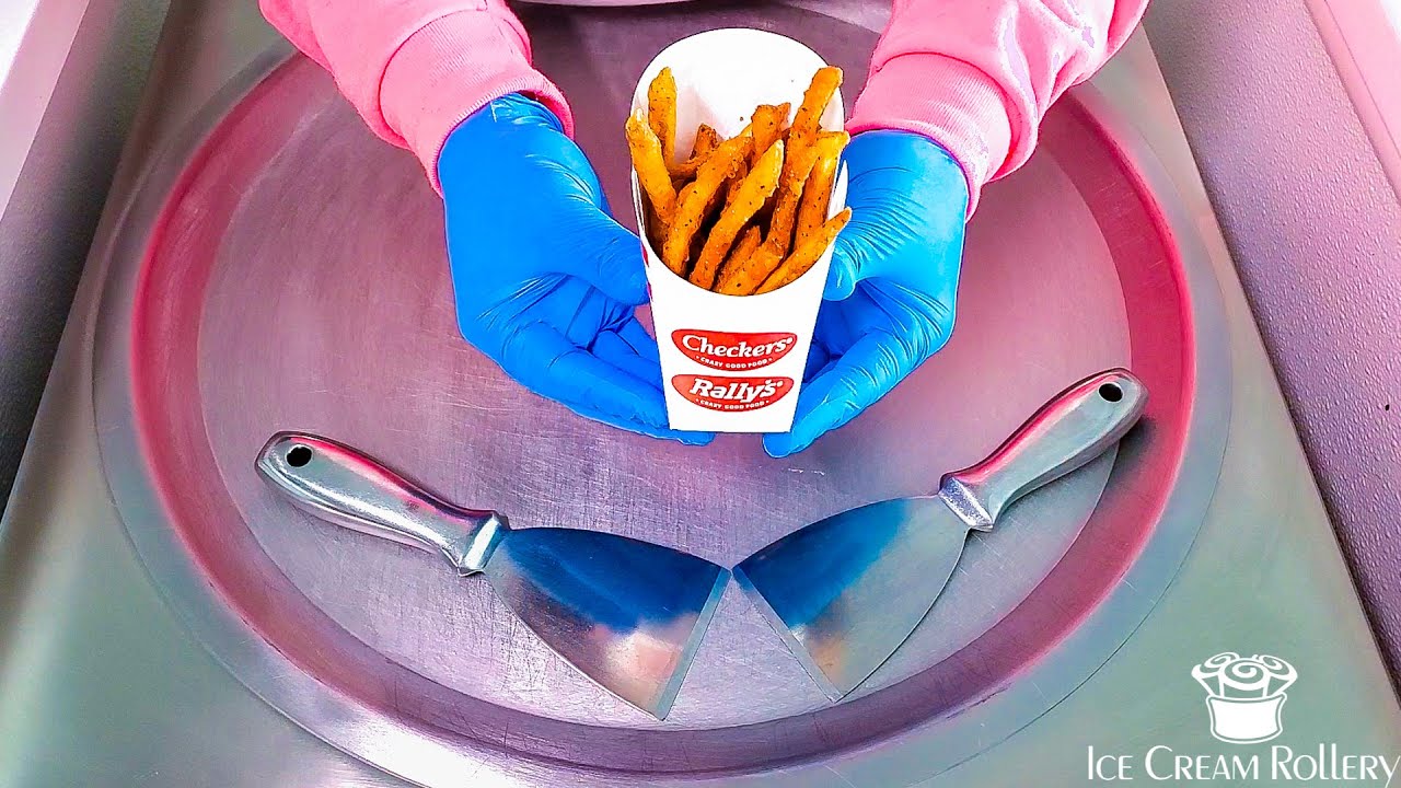 Ice Cream Rolls | Rally's / Checkers Fries Rolled Ice Cream | ASMR Finger Tutting