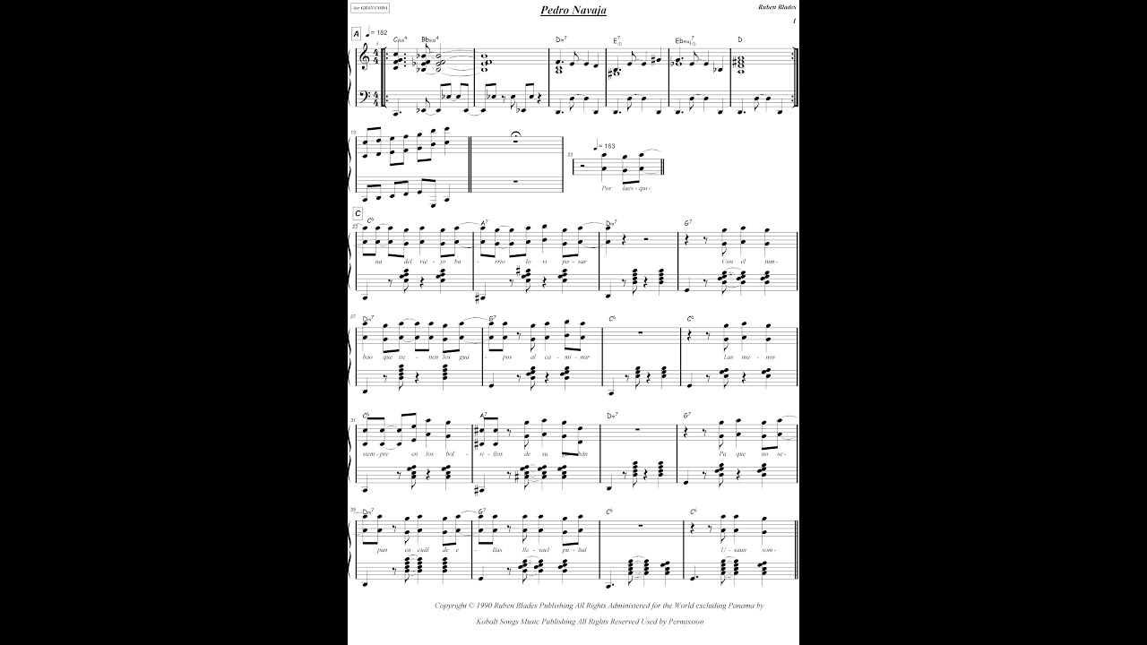 Pedro Navaja - Partitura Piano
