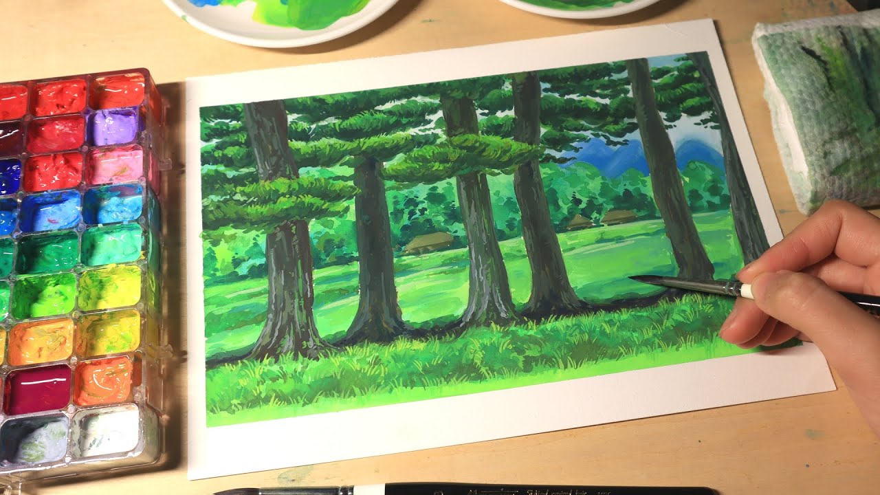 Find solace in this lush, healing green watercolor forest「NICKER」no music｜no talking｜ASMR