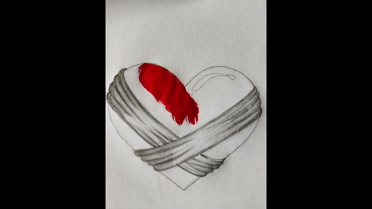 Broken heart  drawing. 
