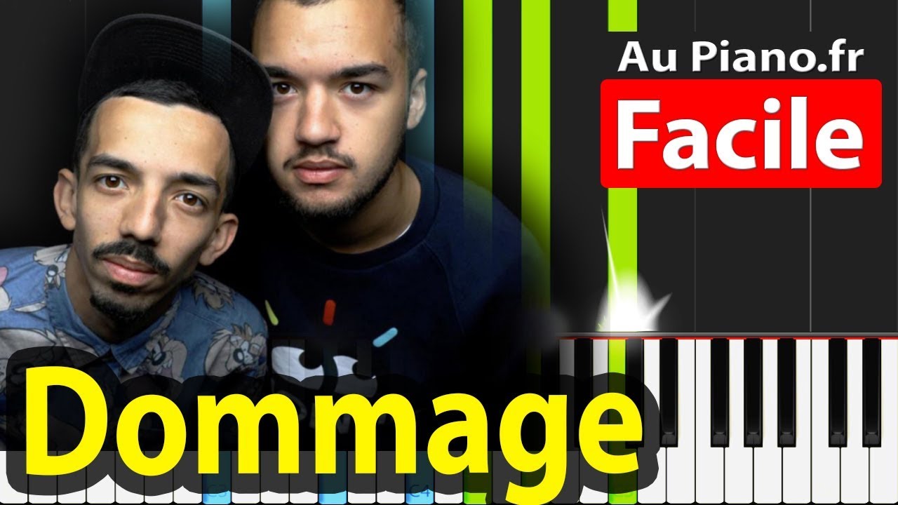 Dommage - Bigflo et Oli - Piano TUTORIEL FACILE Synthesia