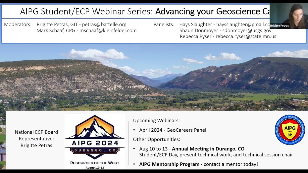 AIPG Student/ECP Webinar Series: Advancing your Geoscience Career