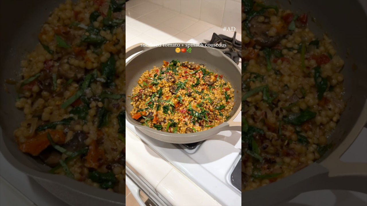 Кускус со шпинатом и вялеными помидорами 🌞🍅🌿
