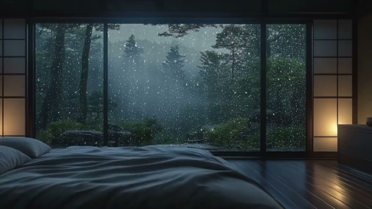 🌧️ Rainy Night Window + Soft Piano | Relax & Sweet Dreams