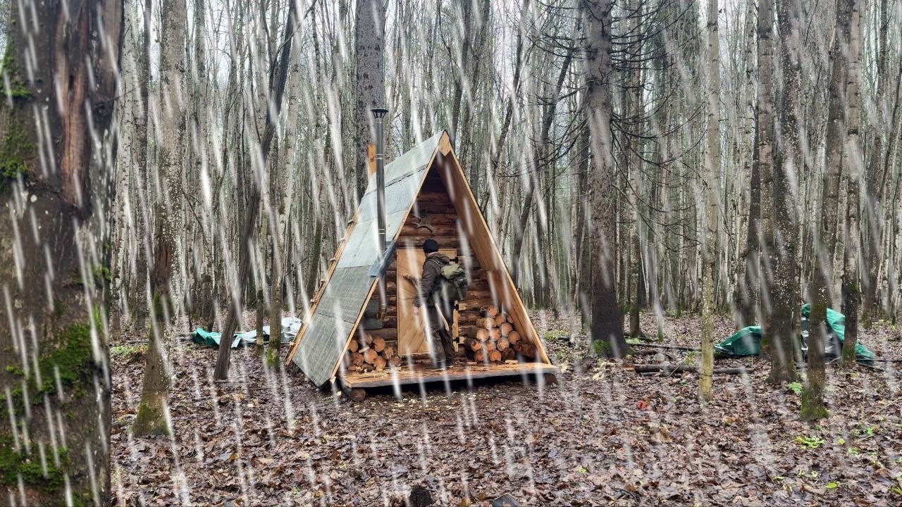 I survived a rainy night in a cozy shack! I insulated and renovated the roof.
