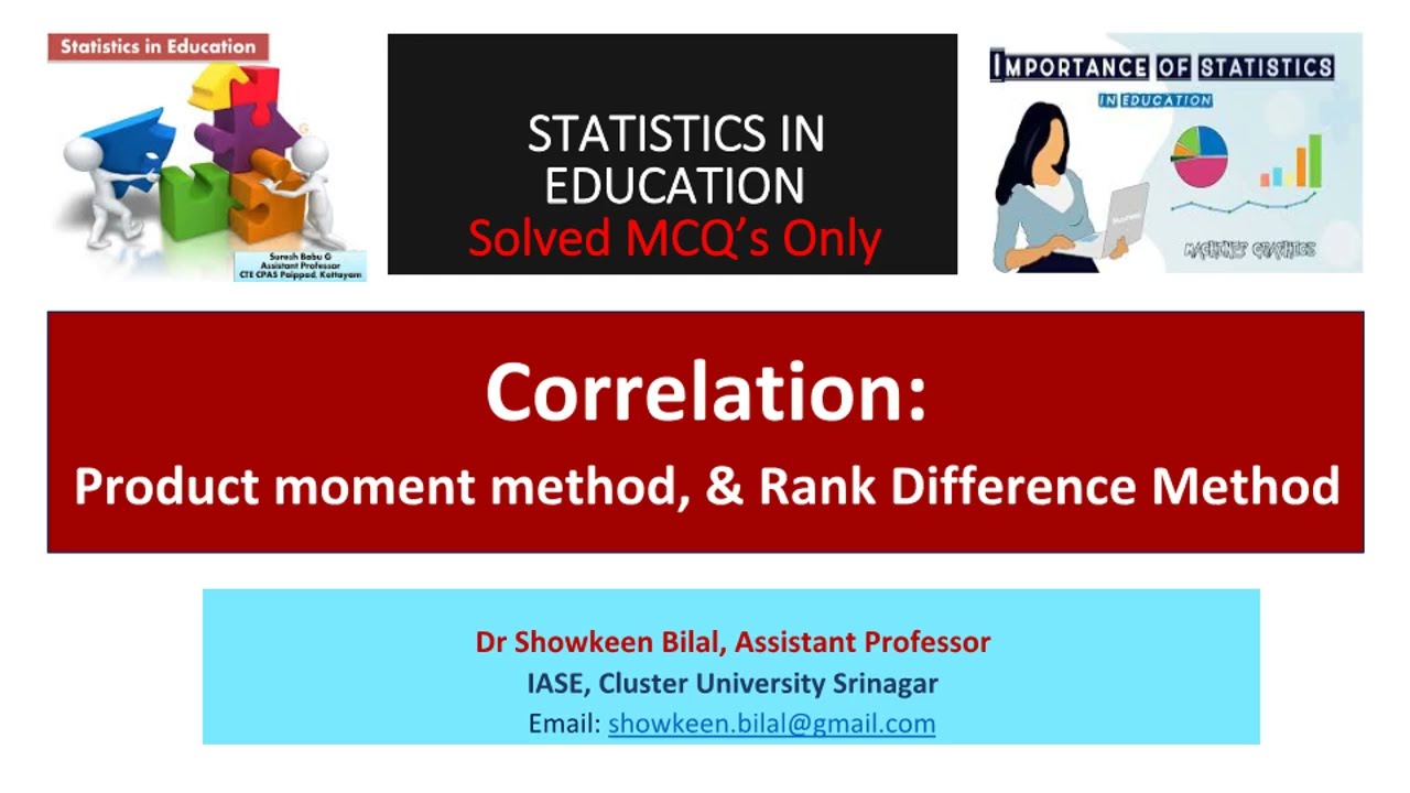 Correlation MCQs | Pearson’s Product Moment & Spearman’s Rank Method | Statistics in Education