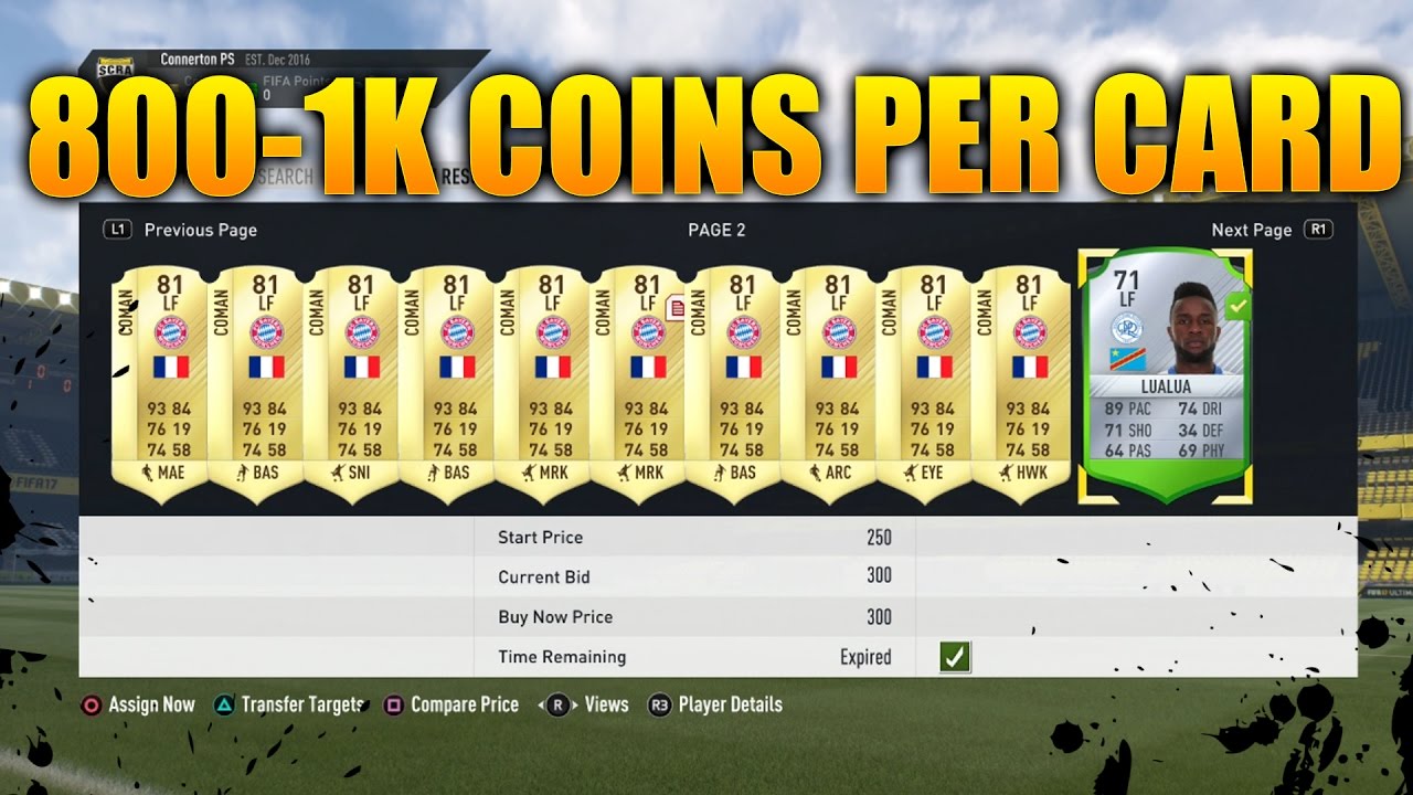 Make 800 - 1,000 Coins Per Card !!! - FIFA 17 Ultimate Team Trading Method
