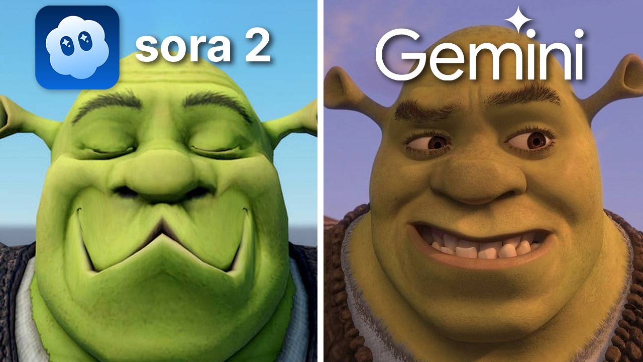 Sora 2 vs Gemini: Ремейк сцен Шрека