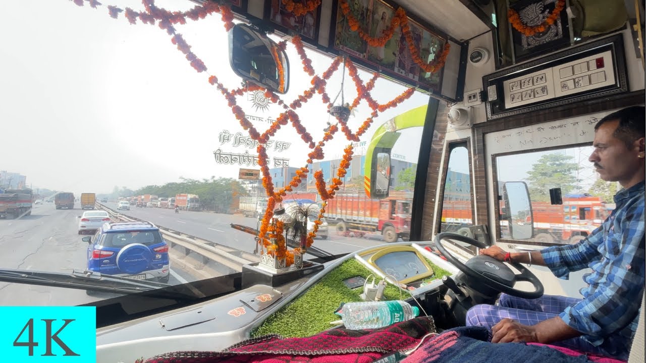 Bus Driving देख कर दिल ख़ुश हो गया🔥 Bharat Benz Luxury Bus | 4K ASMR VIDEO | NOMAD AMBIENCE