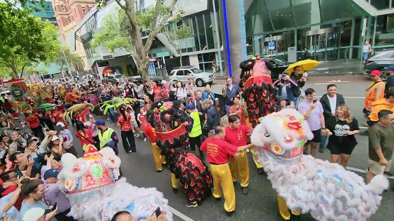 Lion Dragon Parade dance at Melbourne Chinatown Lunar New Year festival 2026 Hội chợ Tết @goplaces1