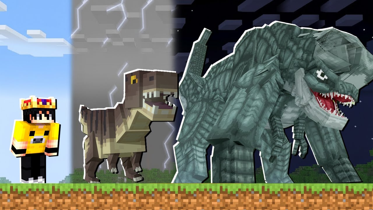 Minecraft'ta SEVİYE ATLADIKÇA DİSTORTUS REX DÖNÜŞTÜM!