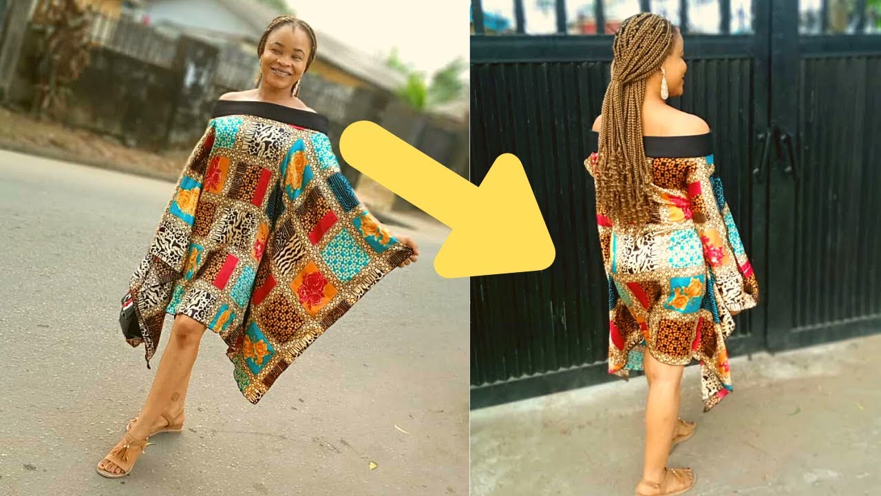 HOW TO CUT SIMPLE FREE BUTTERFLY OFF-SHOULDER TRIANGULAR GOWN