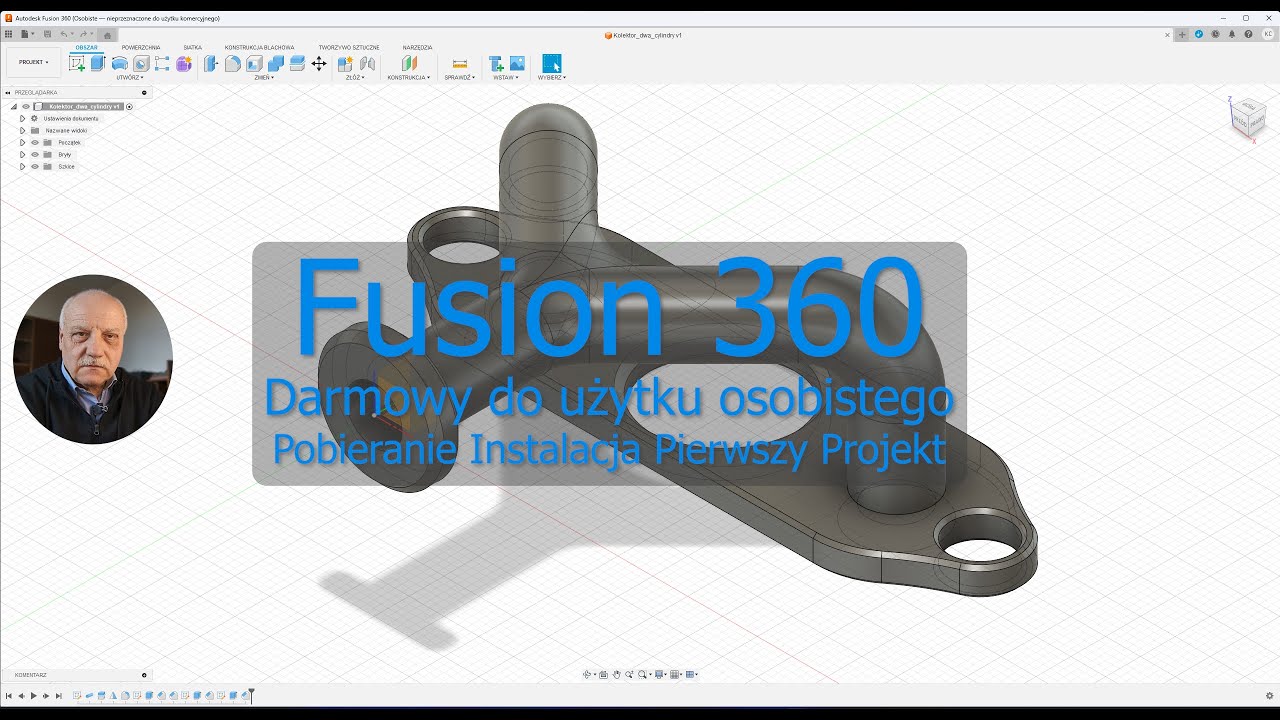 Fusion 360 Darmowy do użytku osobistego Pobieranie Instalacja Pierwszy  Projekt