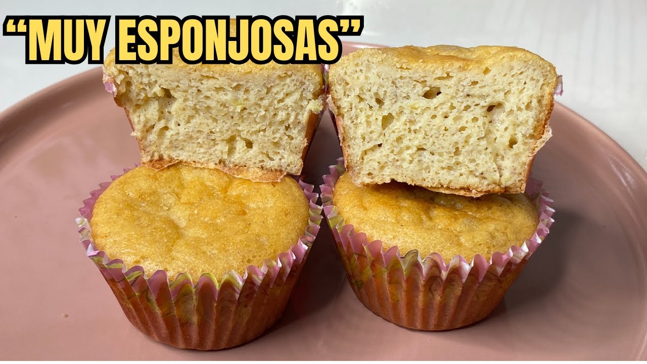 Magdalenas de yogur y plátano sin gluten y sin azúcar/ con alulosa
