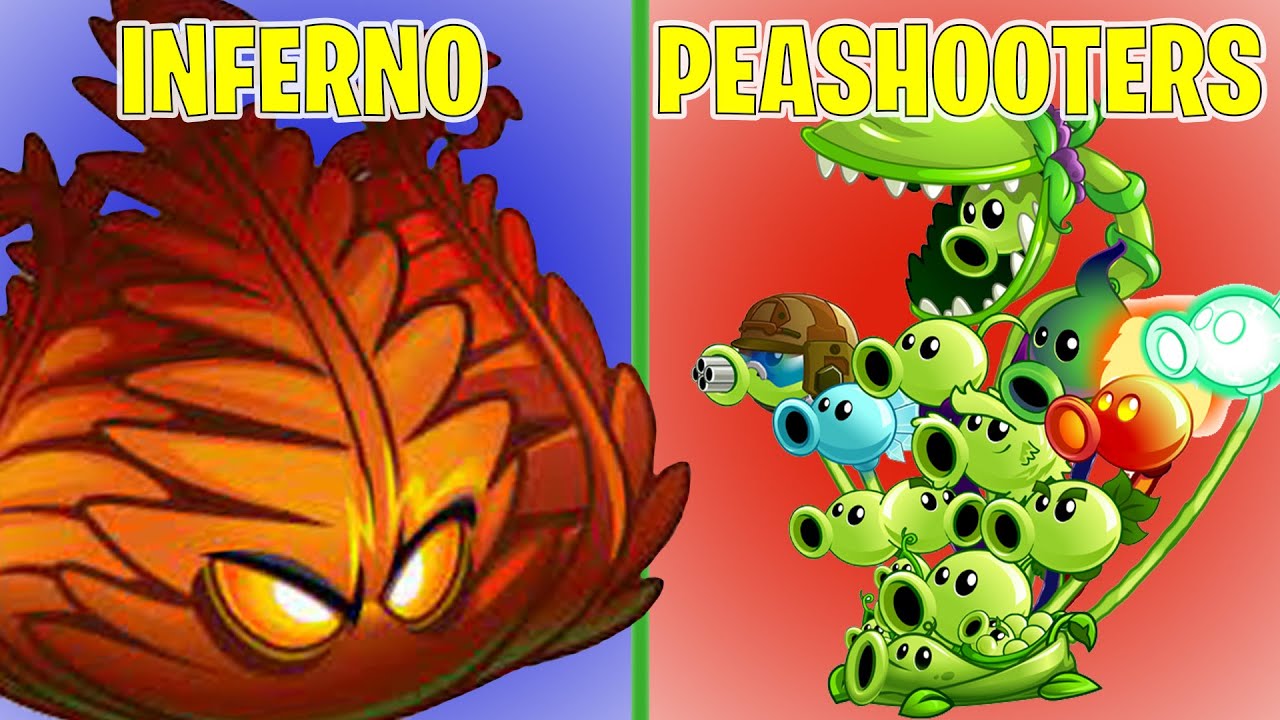INFERNO vs Every PEASHOOTERS - Plants vs Zombies 2 MOD