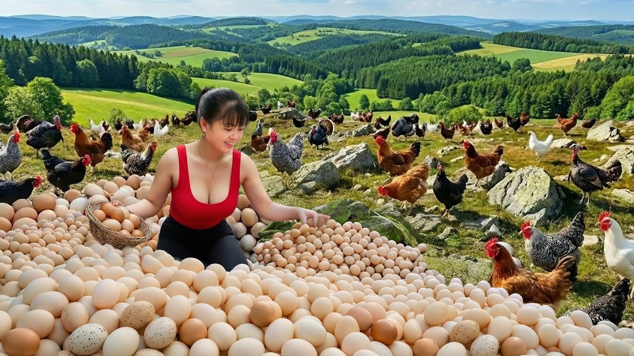 [TIMELAPSE] -- 388 Days Harvesting Many  Chicken Eggs, Turkey Eggs, Palm Weevil Larvae Go To Sell