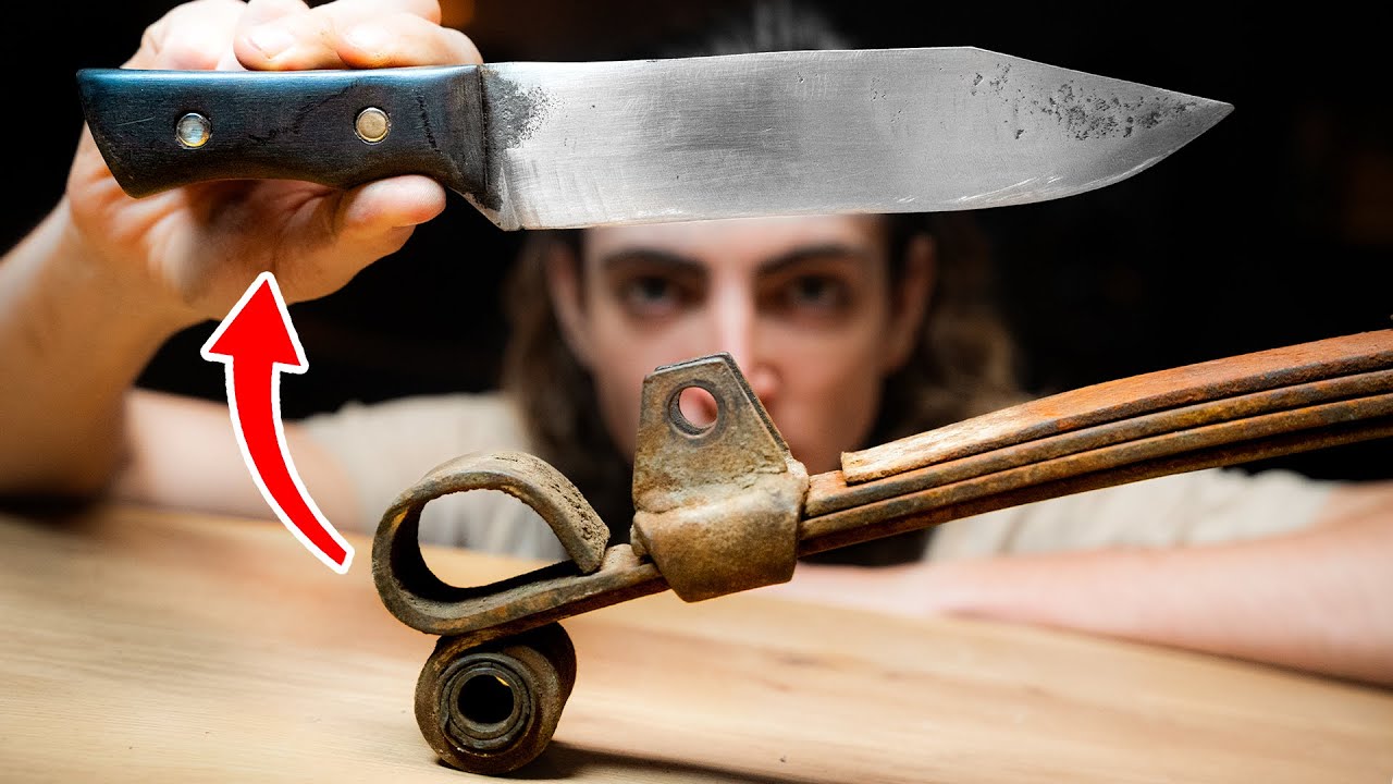 Ich schmiede ein MESSER aus einer rostigen PLATTFEDER