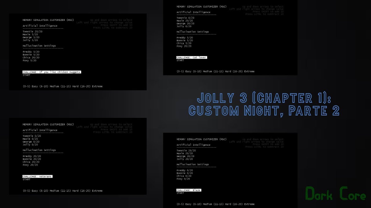 Jolly 3: Chapter 1, Custom Night: Cat Lover, If you like Chicken Nuggets, Veterans y Blaze