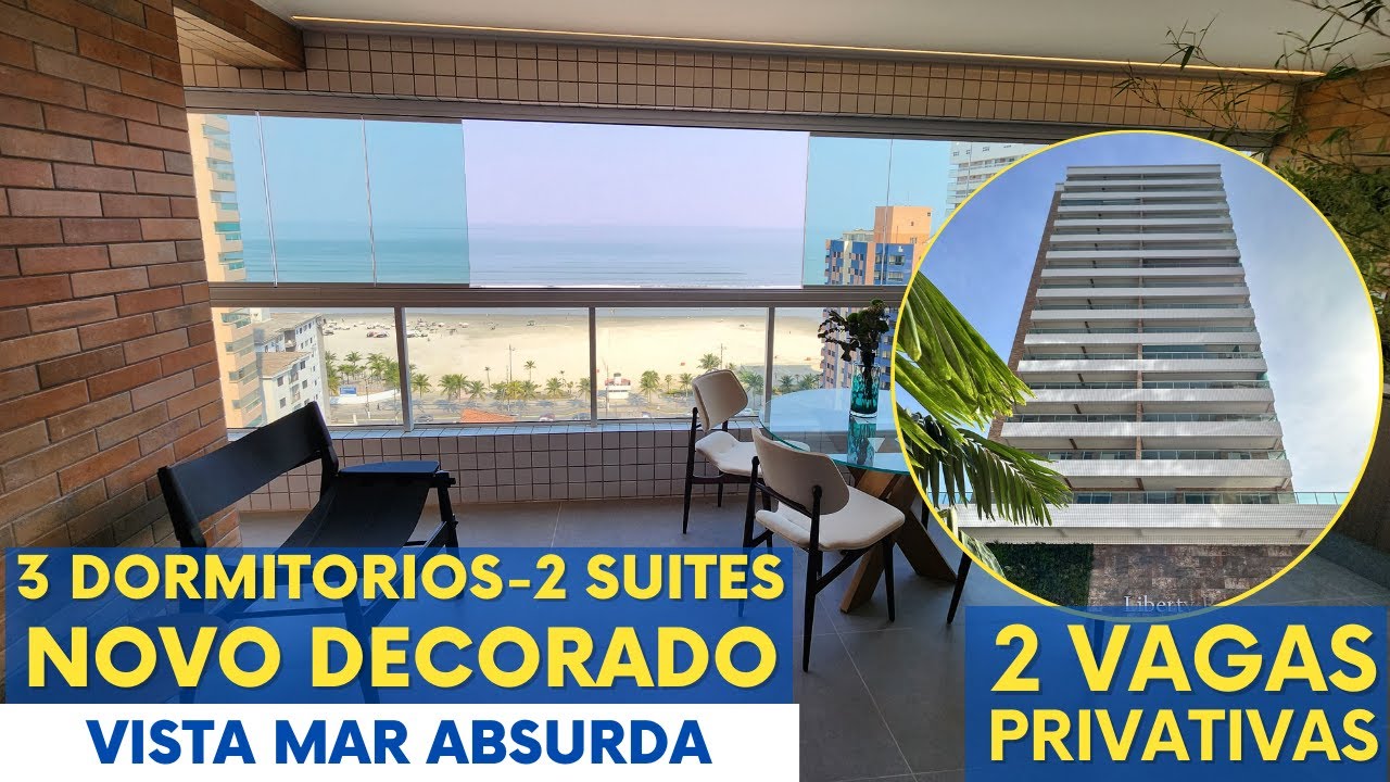 TÁ UM ENCANTO! NOVO MOBILIADO 3 DORMITÓRIOS 2 SUITES VISTA MAR 100M DA PRAIA