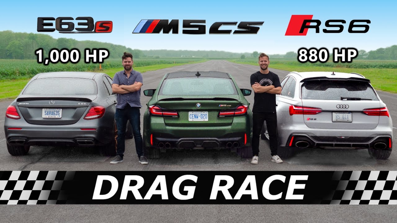 BMW M5 CS 2022 года против 1000-сильного AMG E63S против 880-сильного Audi RS6 // DRAG & ROLL RACE