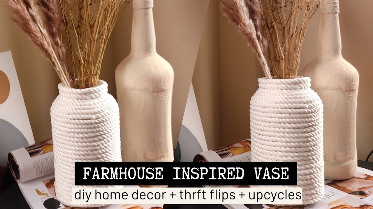 Easy DIY FARMHOUSE MACRAME VASE | Minimalist Home Decor | PINTEREST Ideas | Scandinavian Home Decors