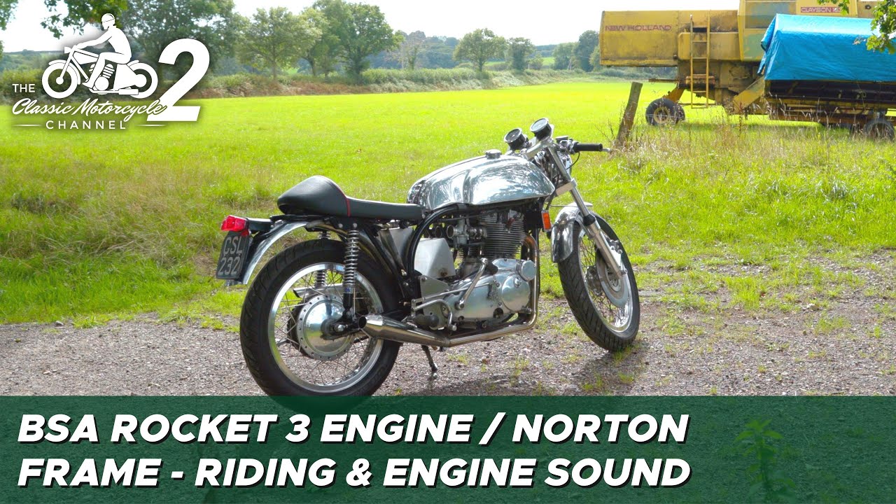 (NorBSA) BSA Rocket 3 engine & Norton frame - riding & engine sound