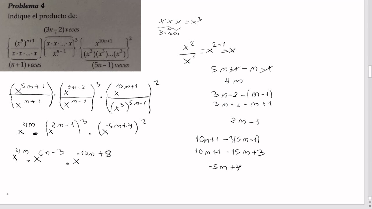 Algebra  Teoría de exponente Ejercicios 02
