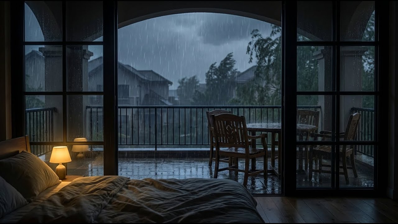 LUXURY BEDROOM VIBES | Heavy Rain on Window for Anxiety Relief | Kamar Tidur Mewah | Hujan Tenang 4K
