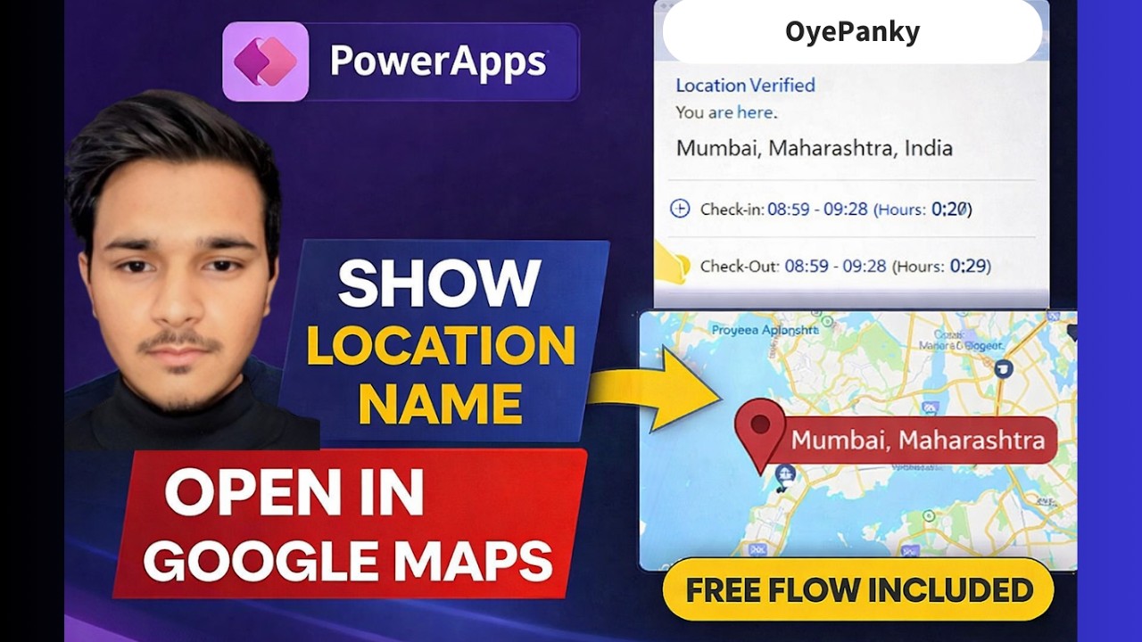 Get Location Name & Open Google Maps in PowerApps | Attendance App Part 4