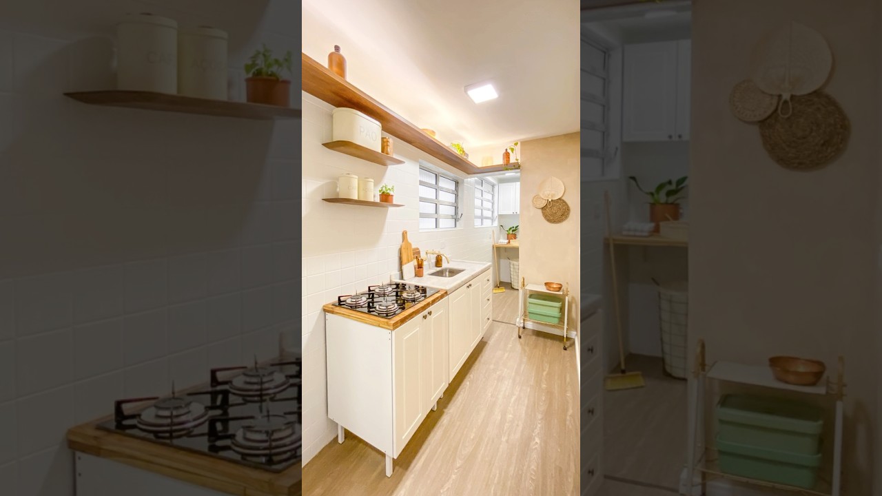 Transforma&ccedil;&atilde;o da cozinha pequena e antiga pt. 2 🥹💕 #cozinhanova #decora&ccedil;&atilde;o #cozinha #dicas