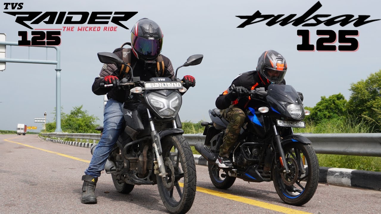 TVS Raider 125 vs Bajaj Pulsar 125  Drag Race