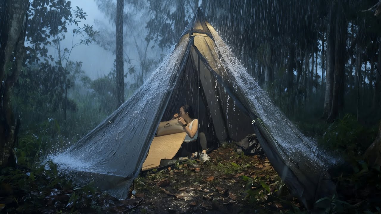 Solo Overnight Camping in the Rain 🌧 Relaxing Tent & Nature Sounds ASMR