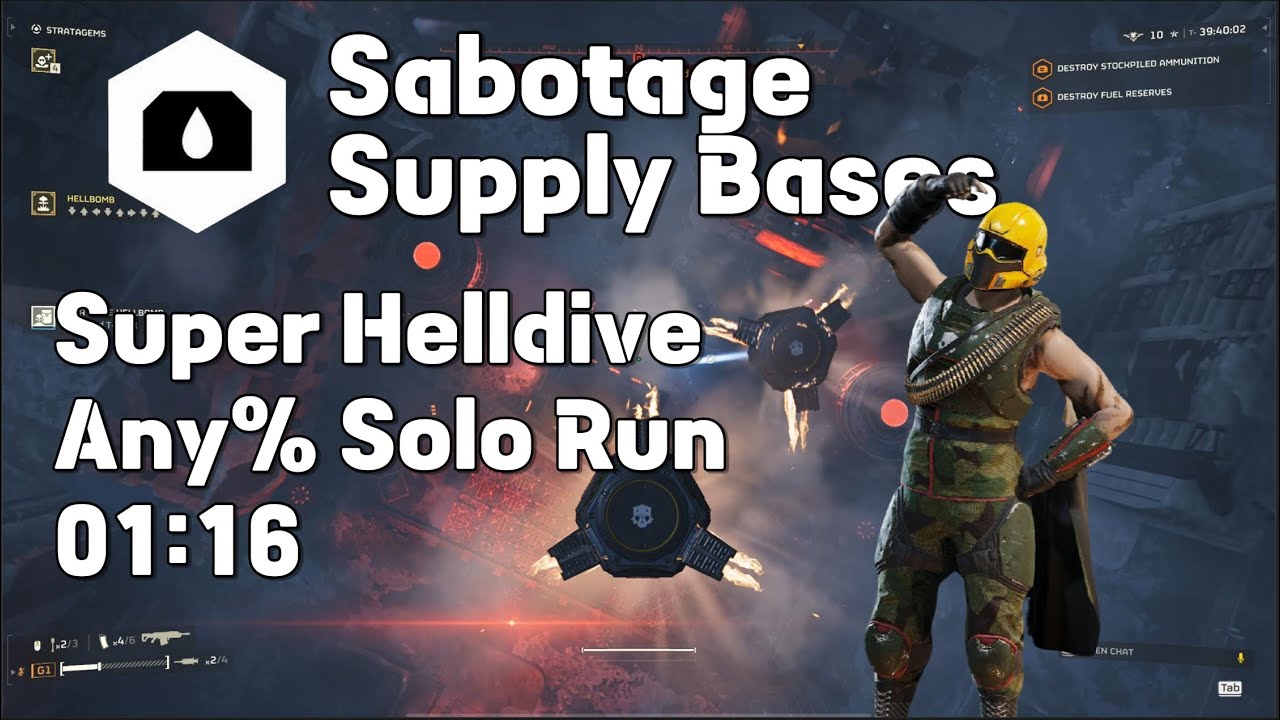Helldivers 2 - Sabotage Supply Bases Any% - 01m 16s