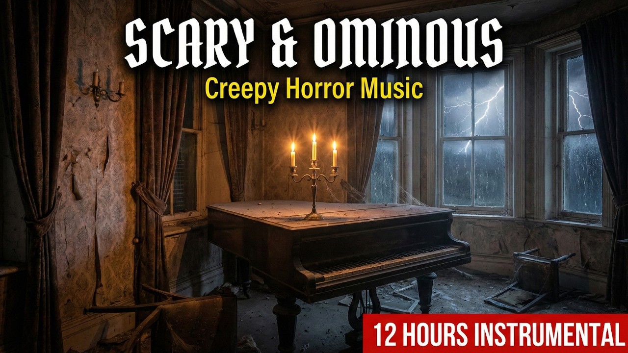 Scary & Ominous Horror Music | 12 Hours Creepy Piano & Strings Background Music for Halloween