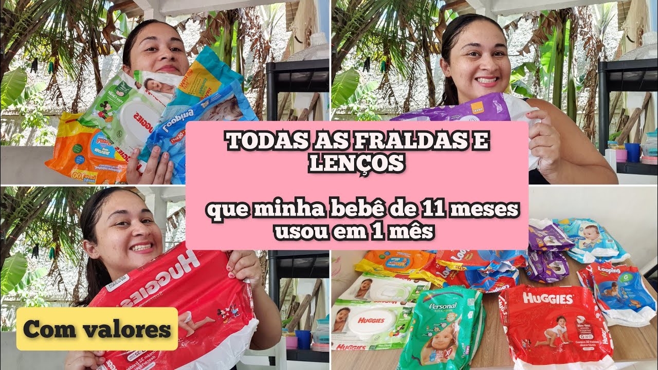 Acabados do mês (fevereiro) Bebê de 11 meses - Quantas FRALDAS minha bebê usou? Com valores de tudo