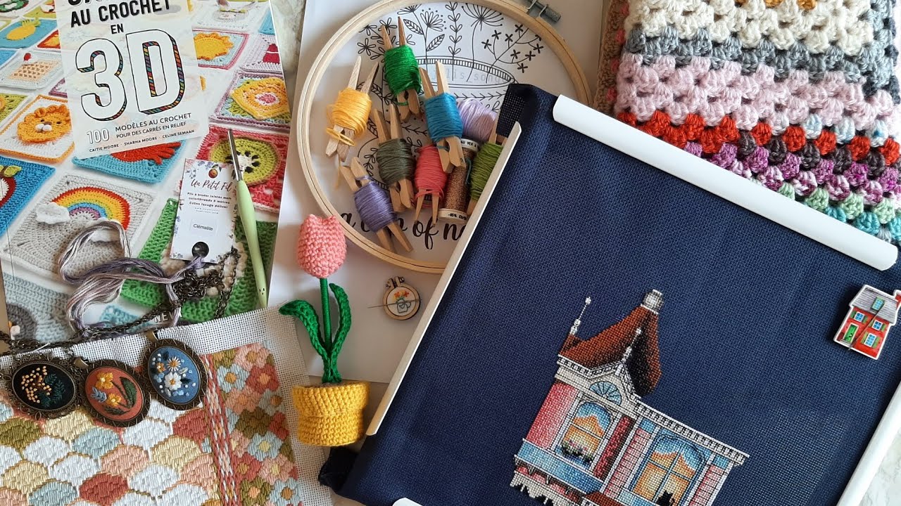 Flosstube/podcast: secret dévoilé 😅, défi, SAL...#pointdecroix #crossstitch #broderie #crochet