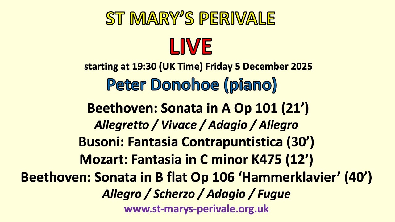 St Mary's Perivale LIVE : Peter Donohoe (piano)
