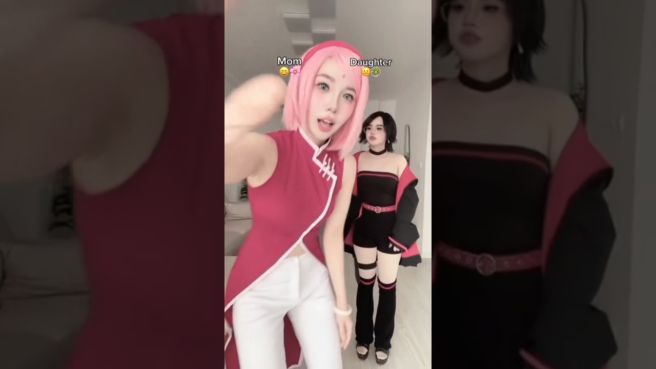 Sarada and sakura cosplay dance  #sarada #sakura #cosplay #naruto #boruto #animeedit